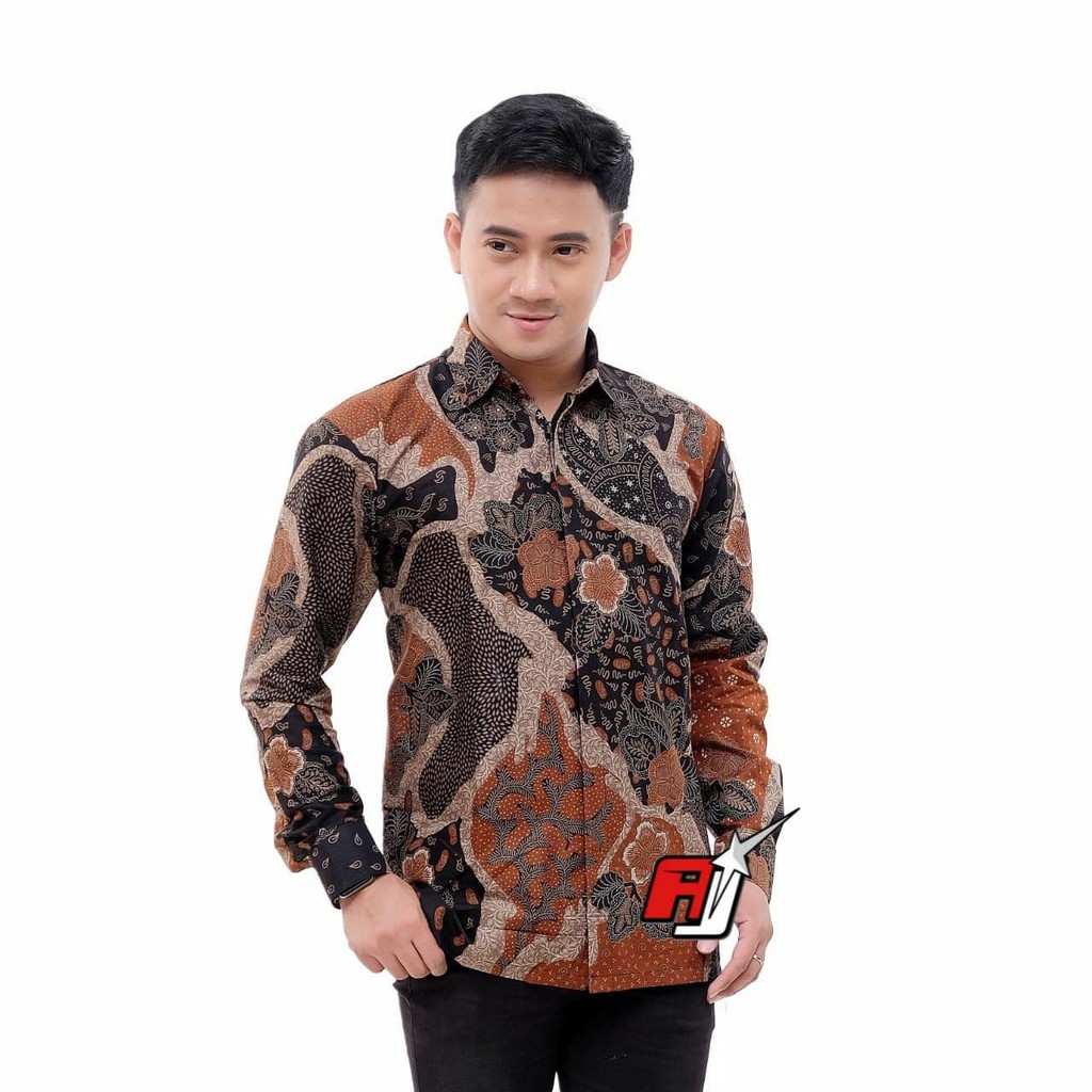 Atasan Batik Pria Lengan Panjang Kenongo Hem Padi Pekalongan M L XL XXL