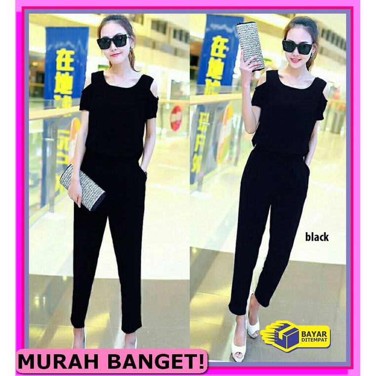 Jumpsuit Pendek Wanita Korea Musim Panas Import Premium Ot588 Jp  QI232 [Jseliza Black Ro] Jumpsuit
