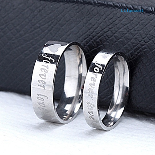 Ls Cincin Pasangan Motif Print Tulisan Forever Love Untuk Pria / Wanita