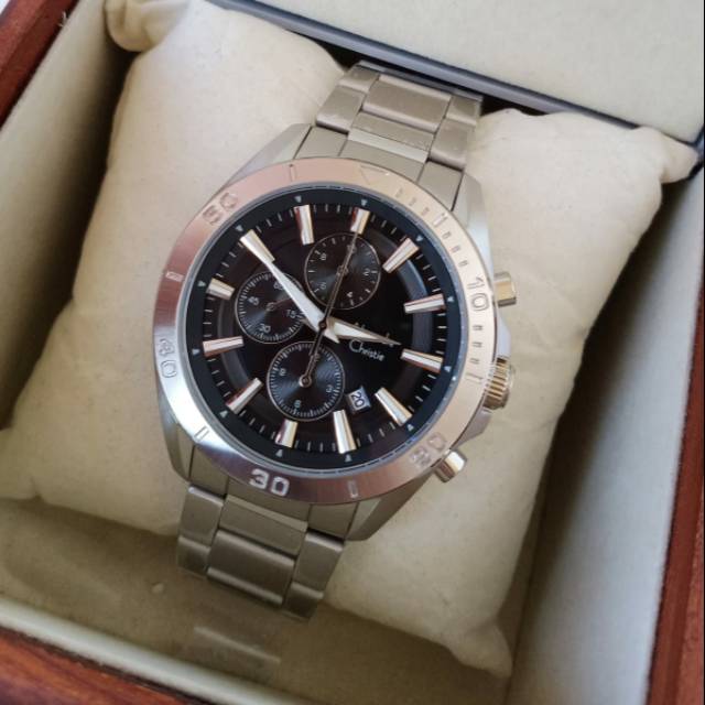 Alexandre Christie AC 6525 Silver Plat Black Jam Tangan Pria