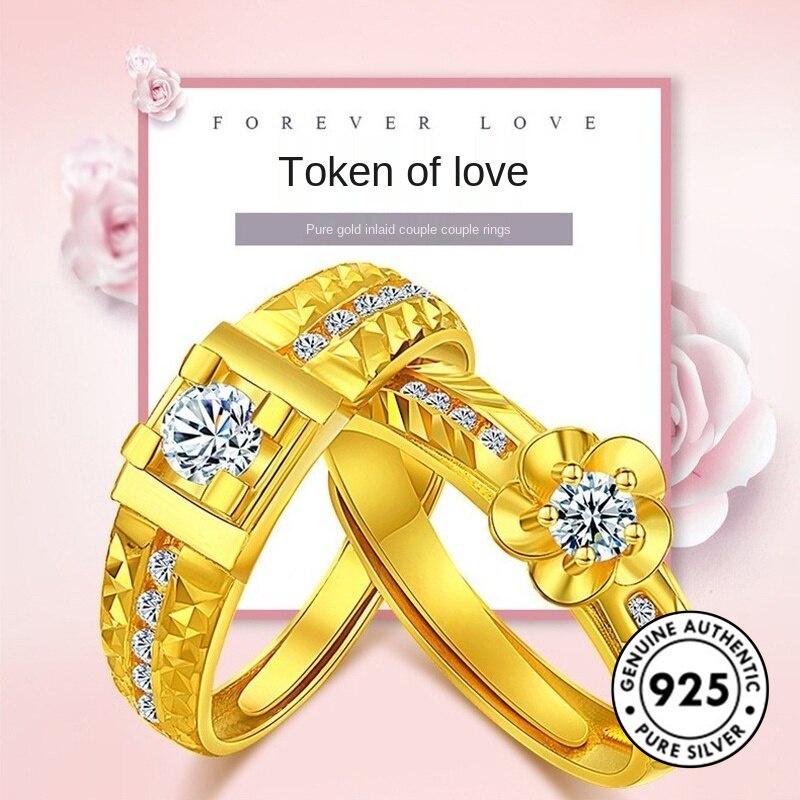 Cincin Bahan S925 Silver 18k Gold Untuk Pasangan