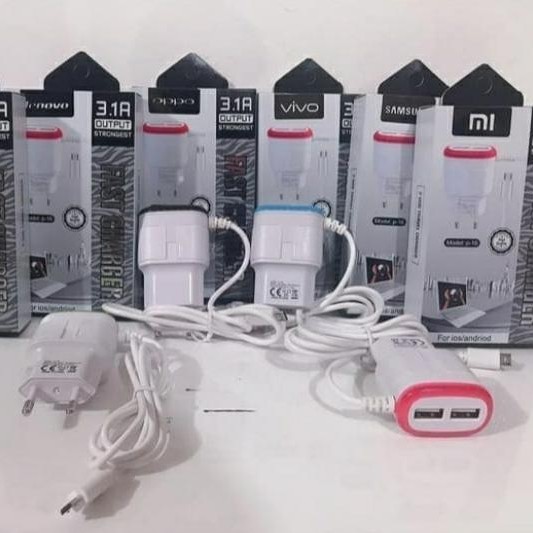 TC Charger Brand Dual Micro Fast Charging 2.1A 3Output Murah