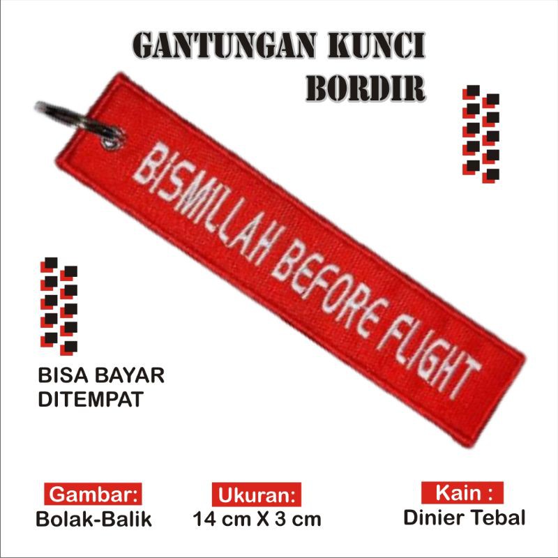 Keychain Keytags Motor Rumah Mobil Bordir BISMILLAH