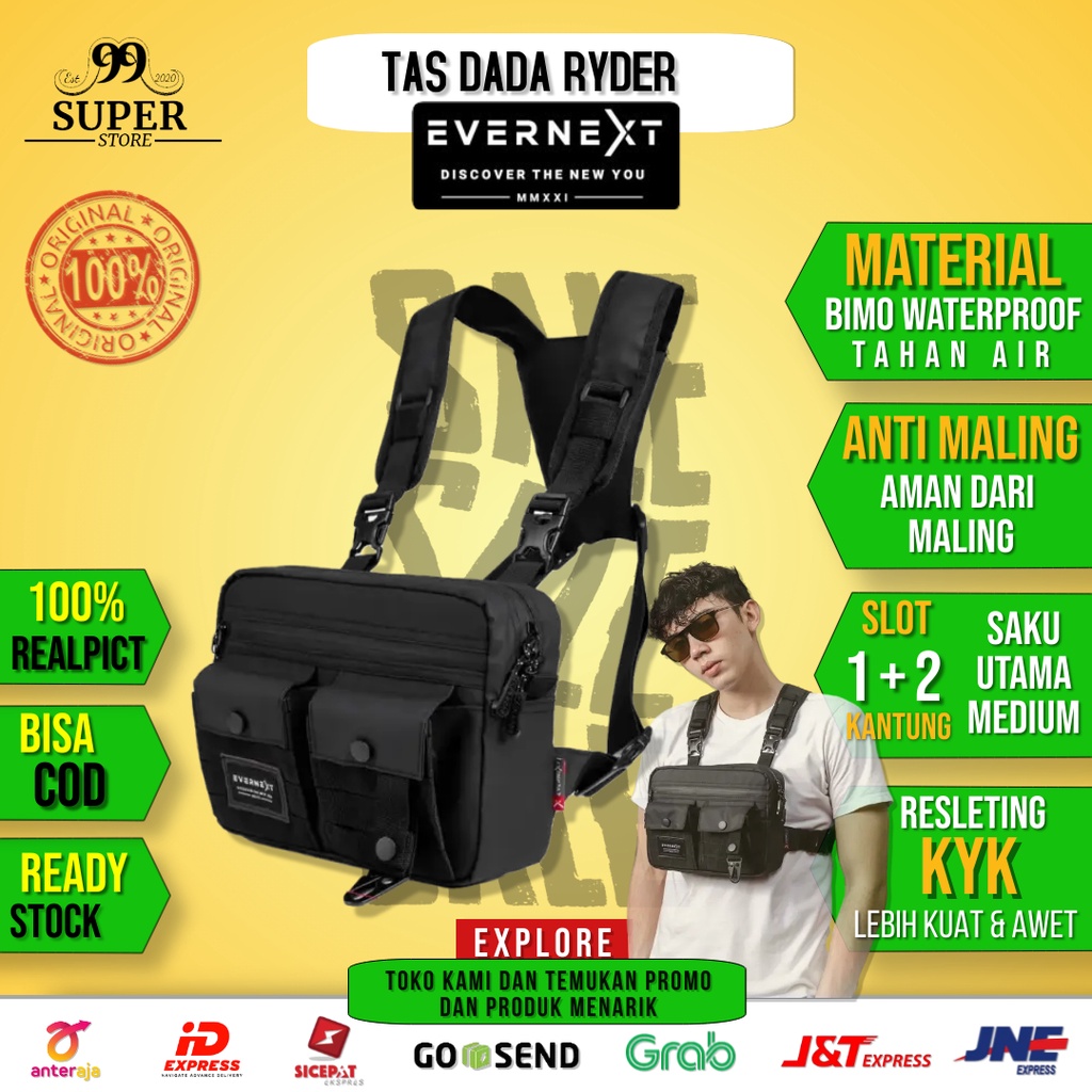TAS SEPEDA PELINDUNG DADA CHEST BAG PRIA TACTICAL RING BAG TAS DADA ANTI MALING COWOK JOGGING WATERP