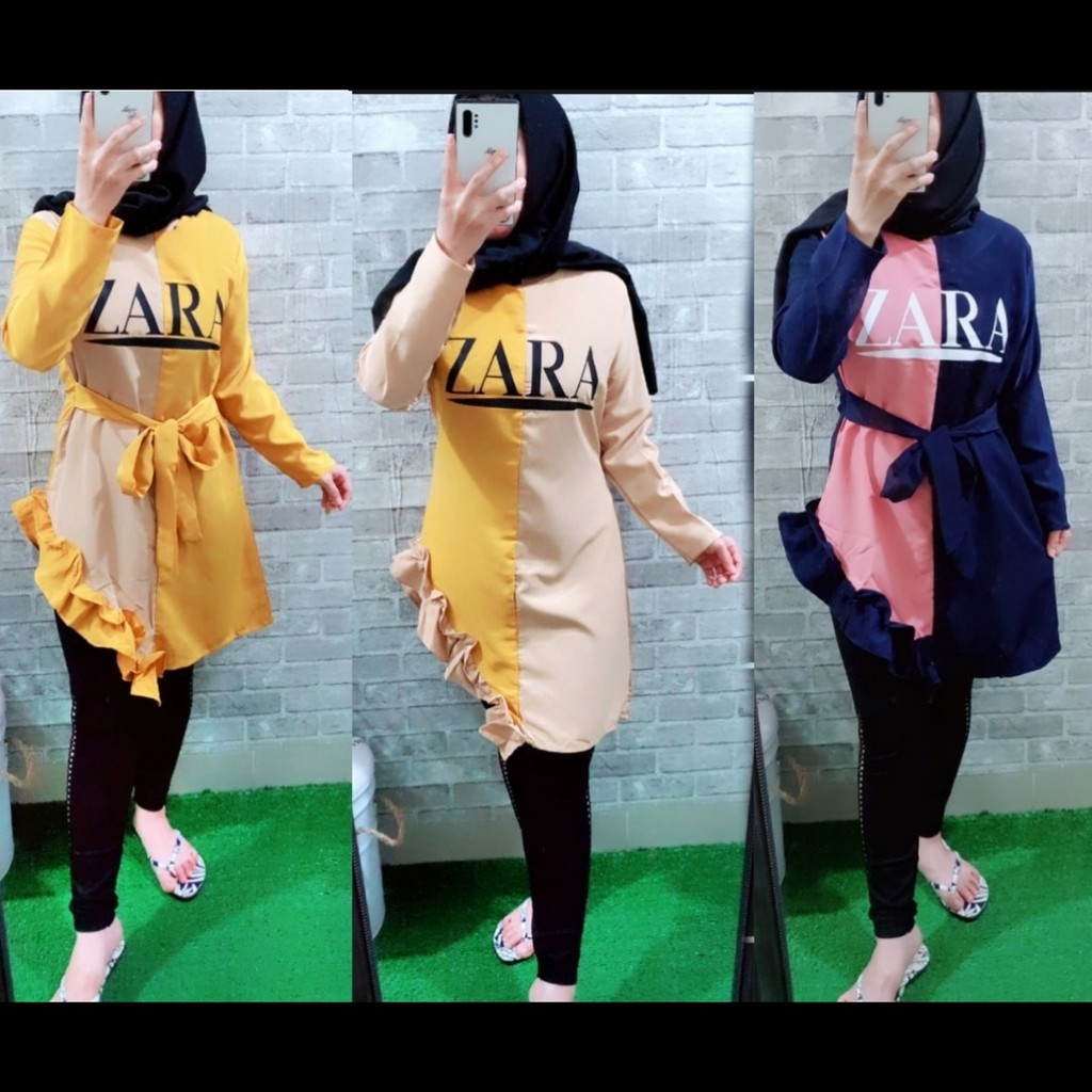 +[HNFK] Tunik Korea Wanita Printing Lengan Panjang / Tunik Modern / Tunik Gamis Wanita