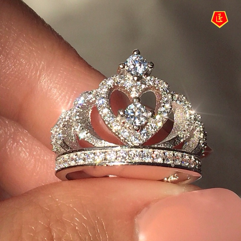 [Ready Stock]Fashion Classic Micro-Inlaid Diamond Crown Ring