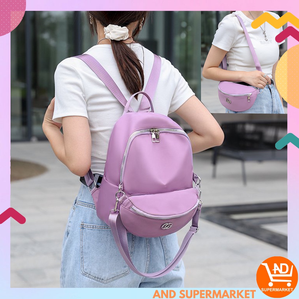 AND / COD / Tas Ransel Wanita Import Tas Punggung Sekolah Wanita Tas Selempang Perempuan Motif Polos Cantik Murah T265