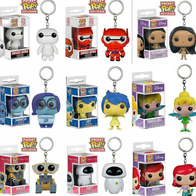 BEST SELLER FUNKO POP KEYCHAIN MIX (DISNEY, BAYMAX, INSIDEOUT, POCAHONTAS, ARIEL) HAPPY SHOPING