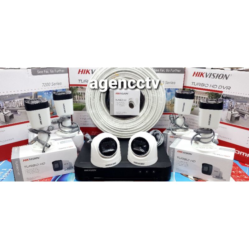 PAKET CCTV HIKVISION 8 CHANNEL 6 KAMERA 2MP 1080P TURBO HD LENGKAP SIAP PASANG