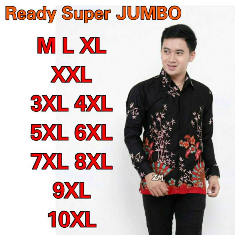 KJ2 Atasan kemeja panjang batik pria| Super Jumbo M-10XL big size | katun prima ORIGINAL pekalongan