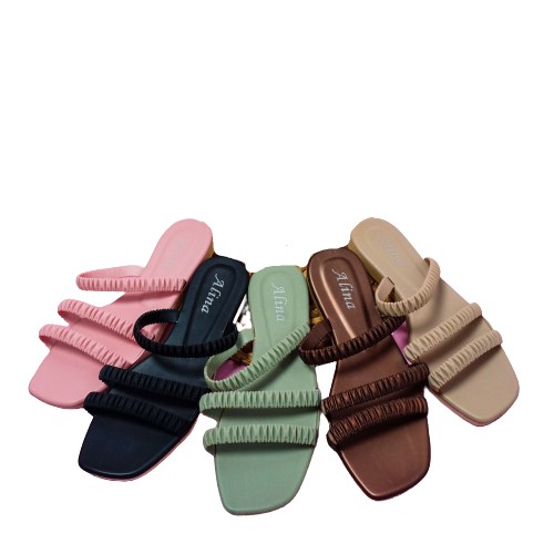 6.6 MEGA!! Sandal Slop Motif Kerut Wanita Jess 3tali kerut 2019-A15-1