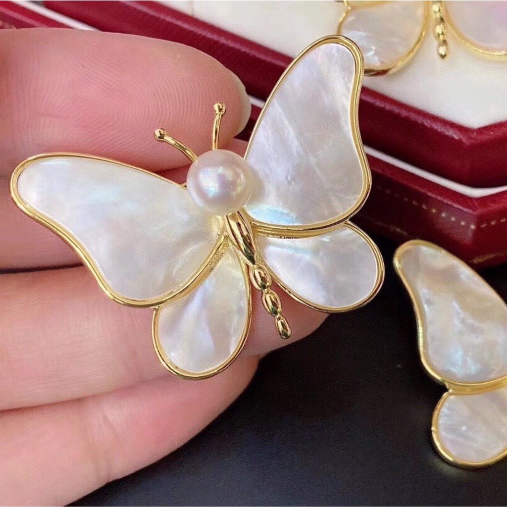 [ Women Pearl Butterfly Brooches  Kawaii Brooch Pins Fashion Alloy Brooch Lapel Hat Collar Jewelry ]