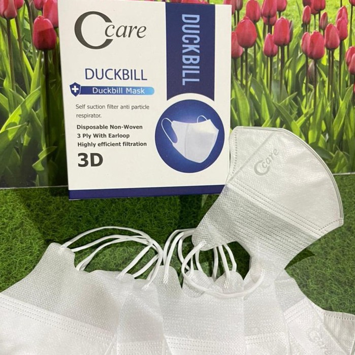 Masker Duckbill Putih - masker duckbill  Garis 1 PCS- Masker Duckbill Putih Model Sensi
