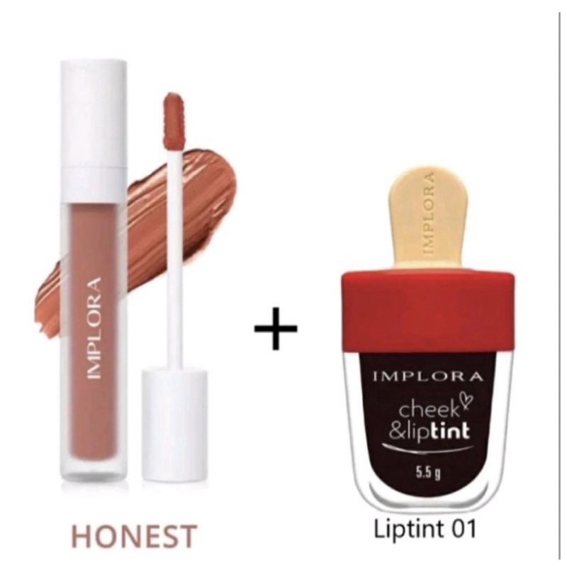 IMPLORA PAKET OMBRE LIPCREAM DUAKY NUDE + VAMPIRE BLOOD LIP VELVET IMPLORA HONEST + VAMPIRE BLOOD IMPLORA CRAYON PLAYDATE + IMPLORA LIPTINT VAMPIRE BLOODE