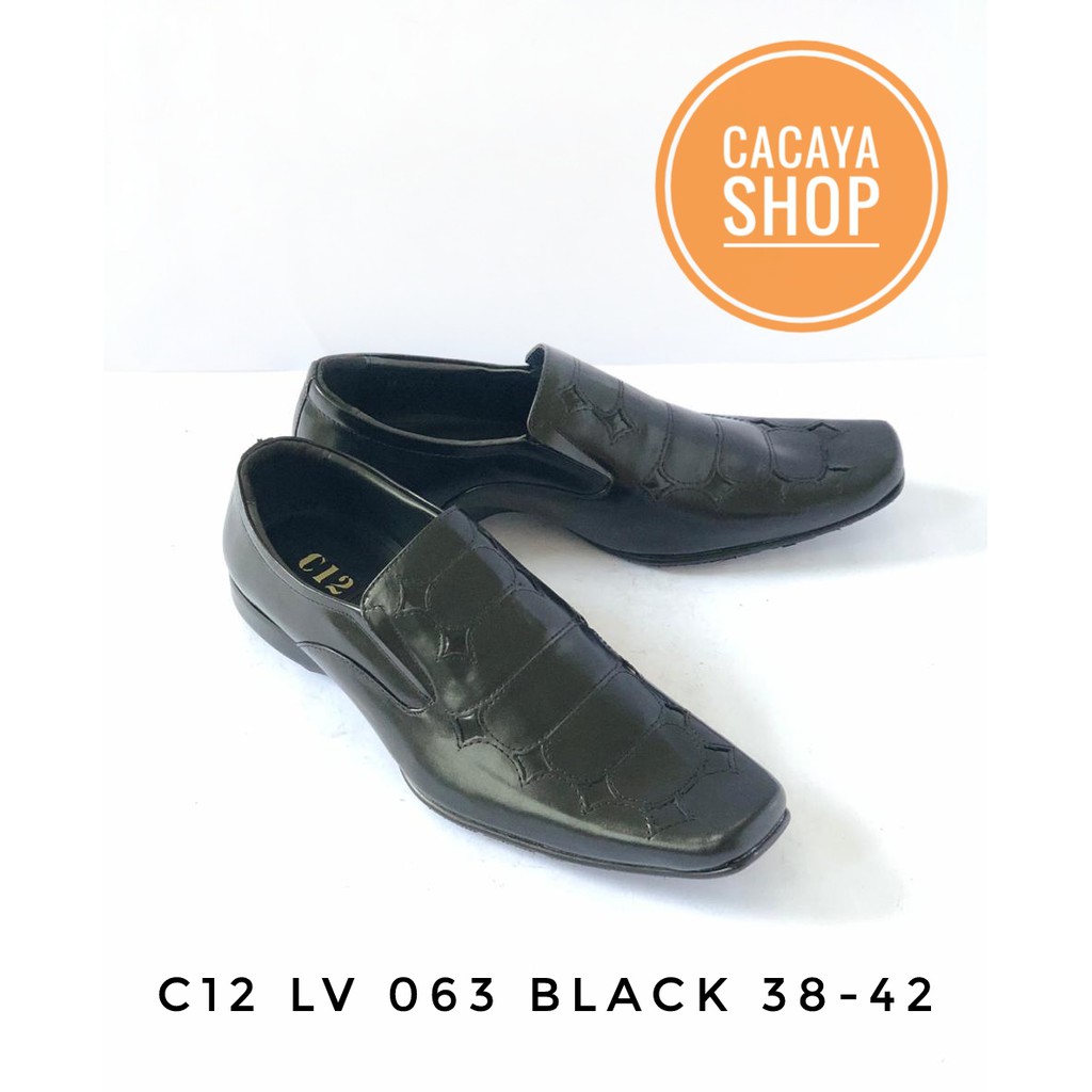 PANTOFEL PRIA PANTOFEL HITAM SEPATU PANTOFEL KERJA C12 LV 063 BLACK
