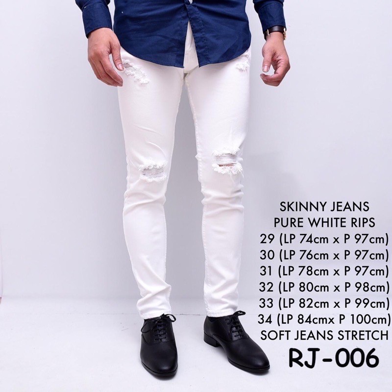 KBCollections Celana skinny jeans panjang putih sobek Rj006