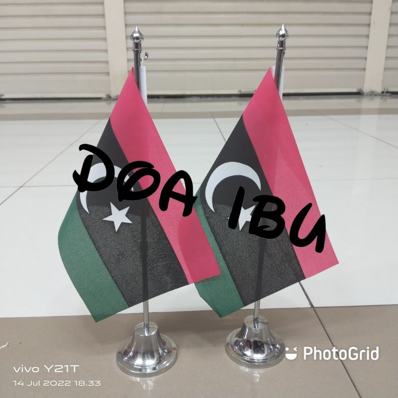 

best seller tiang stenlis meja+bendera LIBYA ready stock