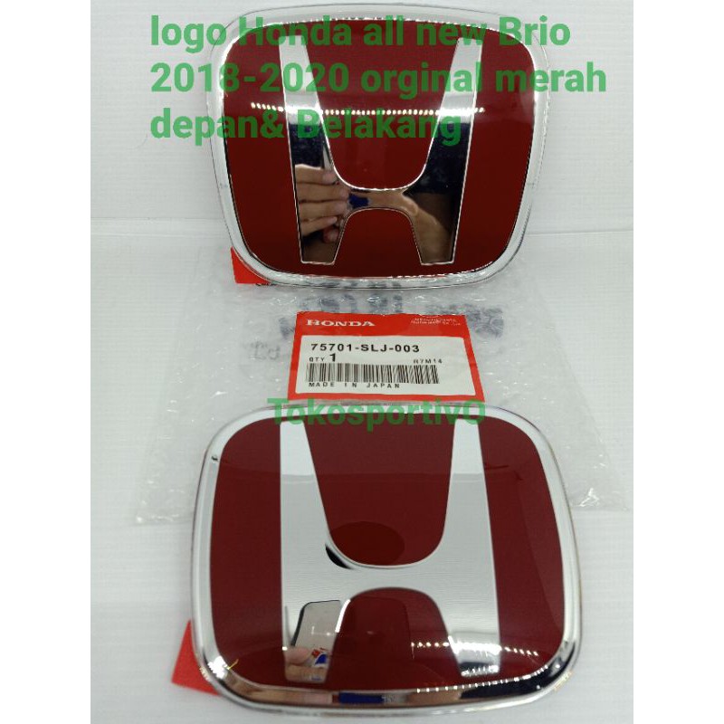 Logo / Emblem / Lambang Honda merah all new Brio 2018/20 original 1set-2pcs depan/belakang