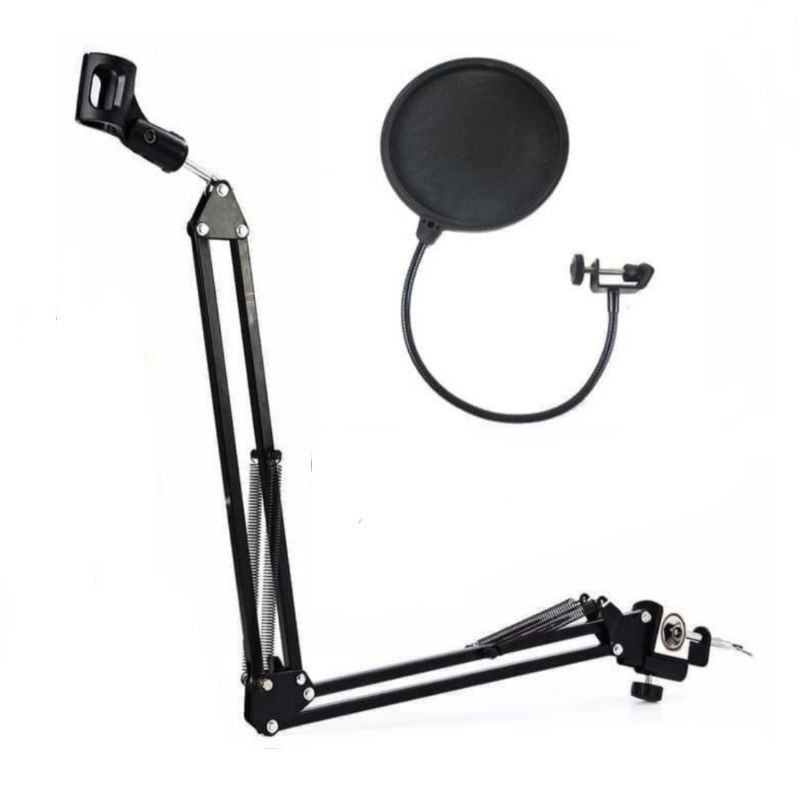 Paket Microphone LGT240 Soundcard V8 plus Stand Arm Pop Filter Home Recording Terbaik