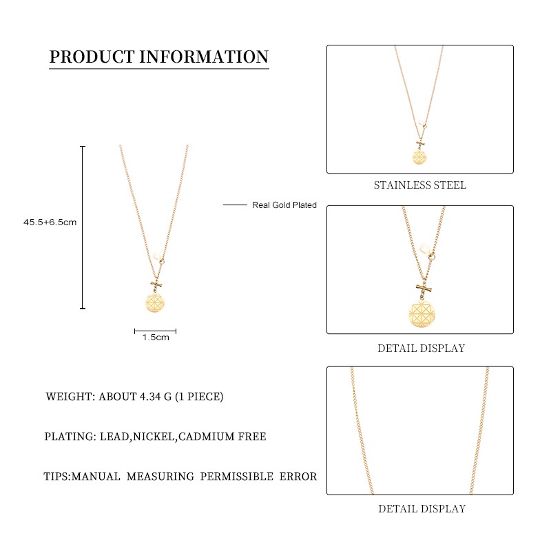 Sederhana gaya Korea geometris bulat kreatif kalung pribadi Eropa dan Amerika liontin temperamental