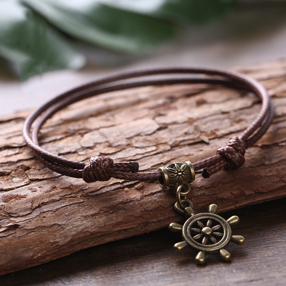 Hu Hu Hu Hu Hu Alat Bantu Pasang Kacamata♡ Gelang Tali Lilin Adjustable Dengan Charm Bulan Sabitkerangpoker Hollow Untuk Priawanita