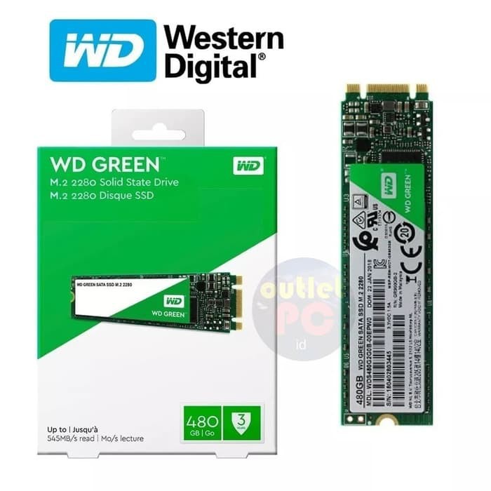 SSD 480 GB WD Green M.2 - Original - Isi OS Windows 10 Dan Office