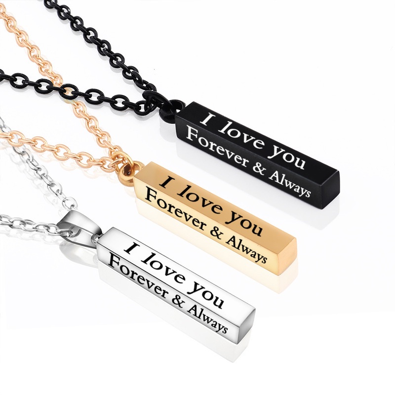 Kalung Liontin Tulisan I LOVE YOU Bahan Titanium Steel 316l Untuk Pria Dan Wanita