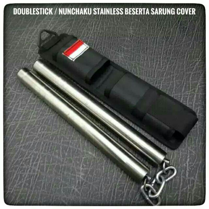 Double Stick Nunchaku Besi Stainless Steel Plus Sarung Cover