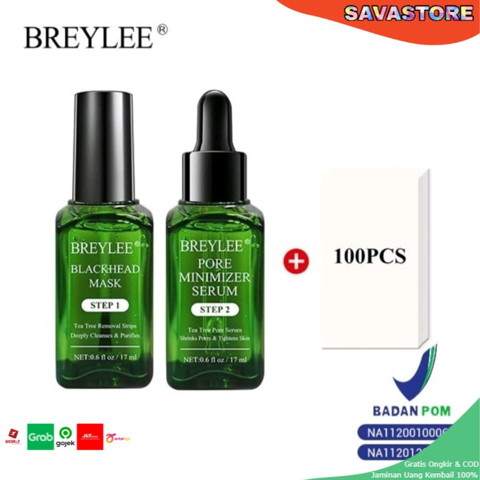 BREYLEE Blackhead Mask Peel Off Masker Komedo STEP 1 Blackhead &amp; STEP 2 Pore Serum Original