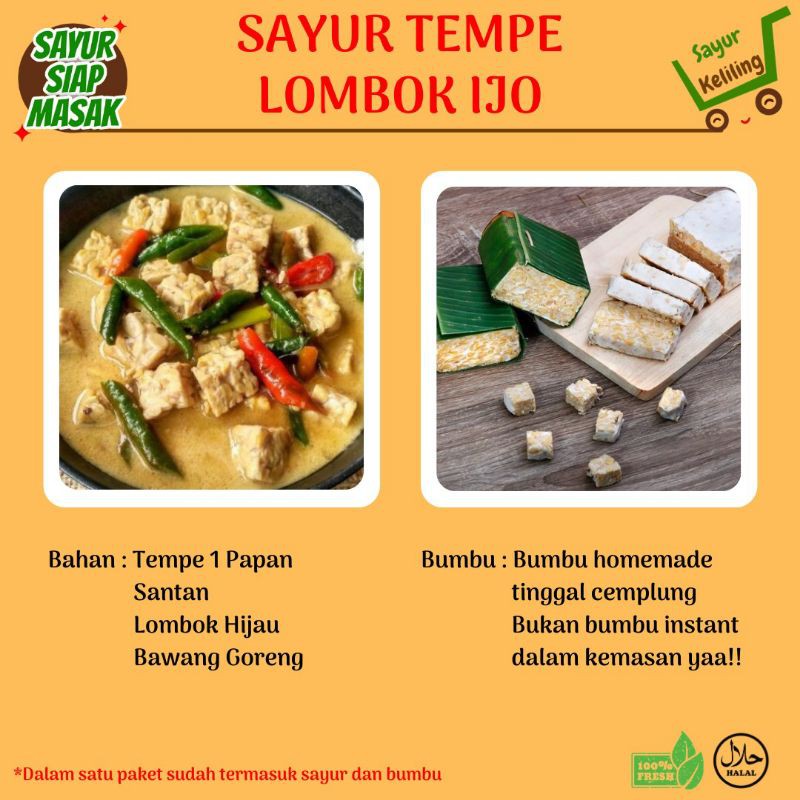 

SAYUR TEMPE LOMBOK IJO -PAKET SAYUR SIAP MASAK TERMURAH -SAYUR SIAP MASAK (TERMASUK BUMBU HOMEMADE)