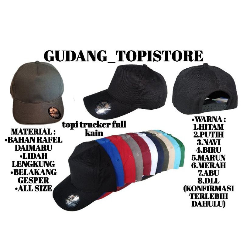 topi trucker full kain / topi polos /topi pria /topi wanita