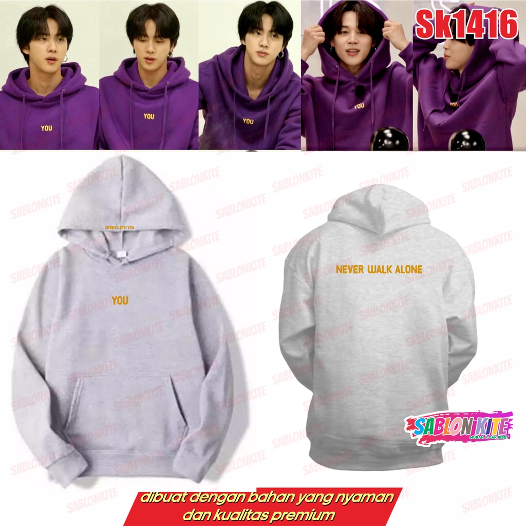 MURAH!!! SWEATER HOODIE JIMIN YOU NEVER WALK ALONE SK1416 UNISEX UNGU TUA ADA