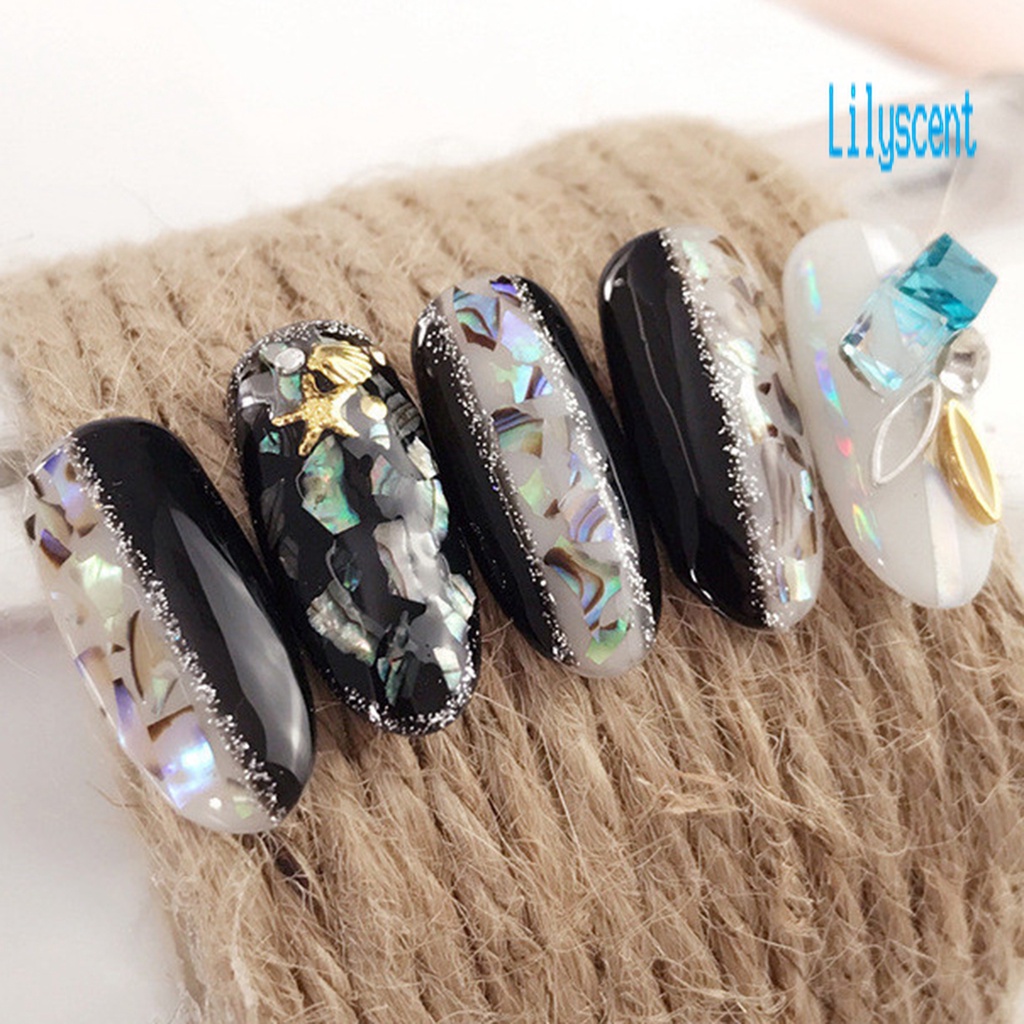 Lily 1 Kotak Irisan Kulit Kerang Alami Bentuk Asimetris Untuk Dekorasi Nail Art