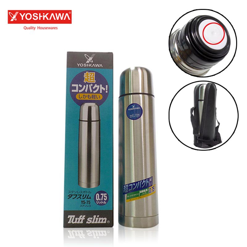 

YOSHIKAWA Termos Peluru Termos Susu Bayi 750 ML Thermos Water Tuff Slim EVL-YS-75 Perak