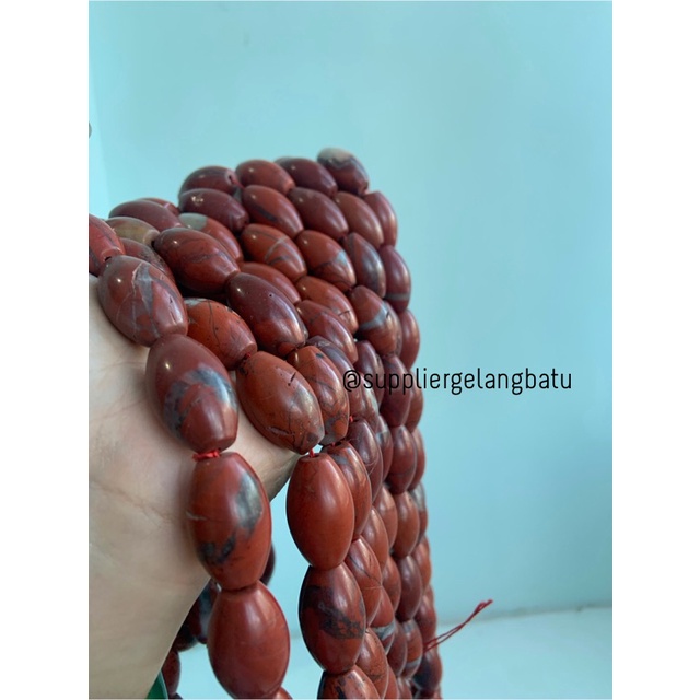 batu alam oval JASPER MERAH DOFF 2,5 x 1,5 cm RED fossil akik natural