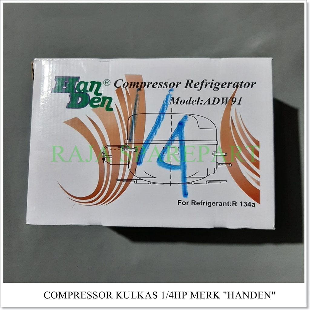 Compressor Kulkas &quot;HANDEN&quot; 1/4HP (Harga Sudah Termasuk Packing Kayu)