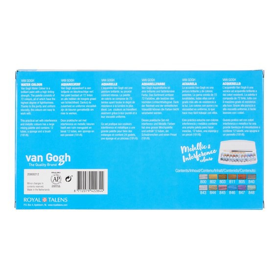 Van Gogh Watercolour Tube Set - 12 x 10ml Metallic and Interference Colours