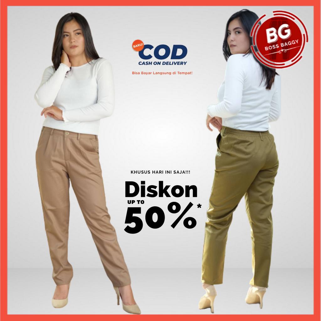 BAGGY PANTS PREMIUM AMERICAN DRILL CELANA PANJANG WANITA