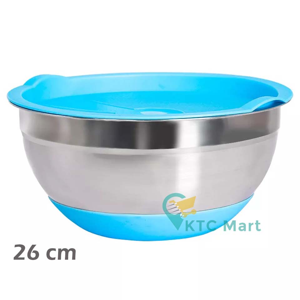 Mixing Bowl 26 cm Warna Anti Slip/ Mangkok Baskom Adonan Stainless