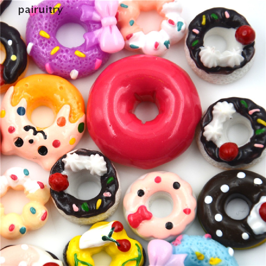 Prt 10 Pcs Miniatur Donat Bahan Resin Untuk Dekorasi Casing Handphone