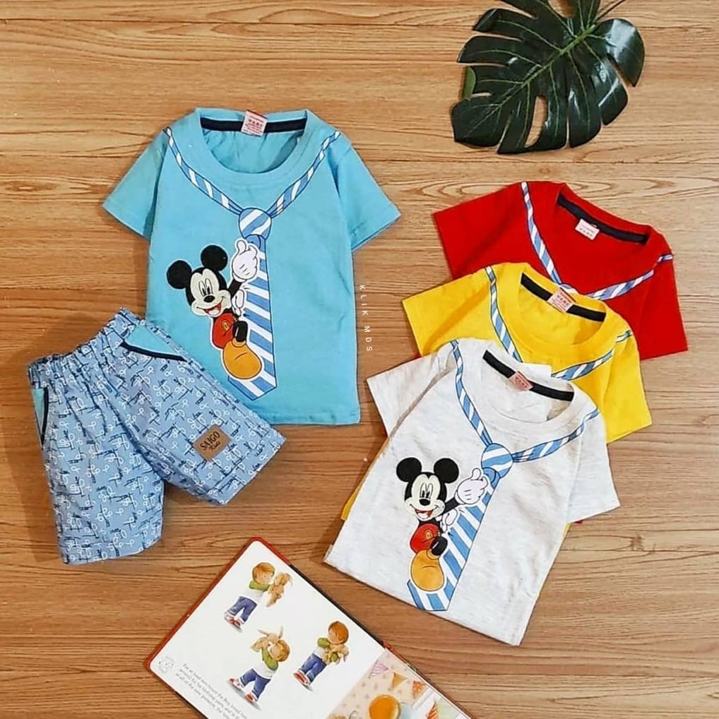 Klik Mds Setelan Baju Anak Bayi Laki-laki Dasi Tikus Bordir 1 Ukuran Usia 2-9 Bulan