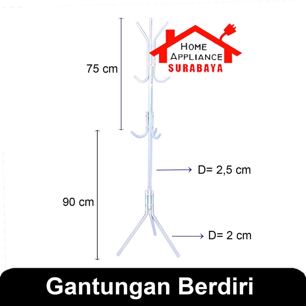 Standing Stand Hanger Single Tunggal - Gantungan Berdiri Baju Pakaian Jas Jaket Topi GSF G 4005