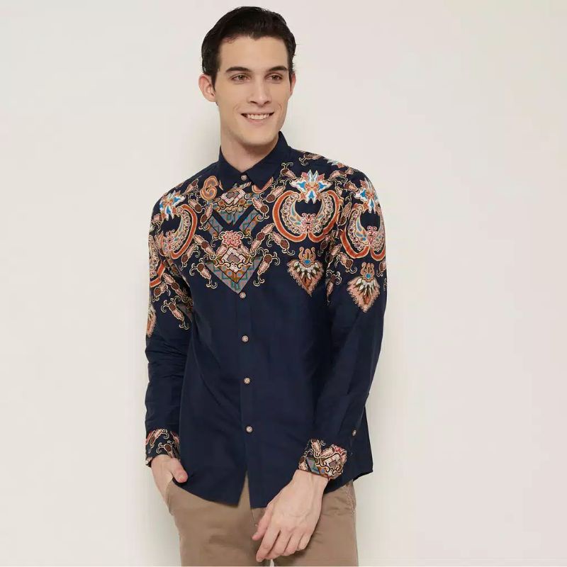 Kemeja Pria Batik Panjang Navy - M231