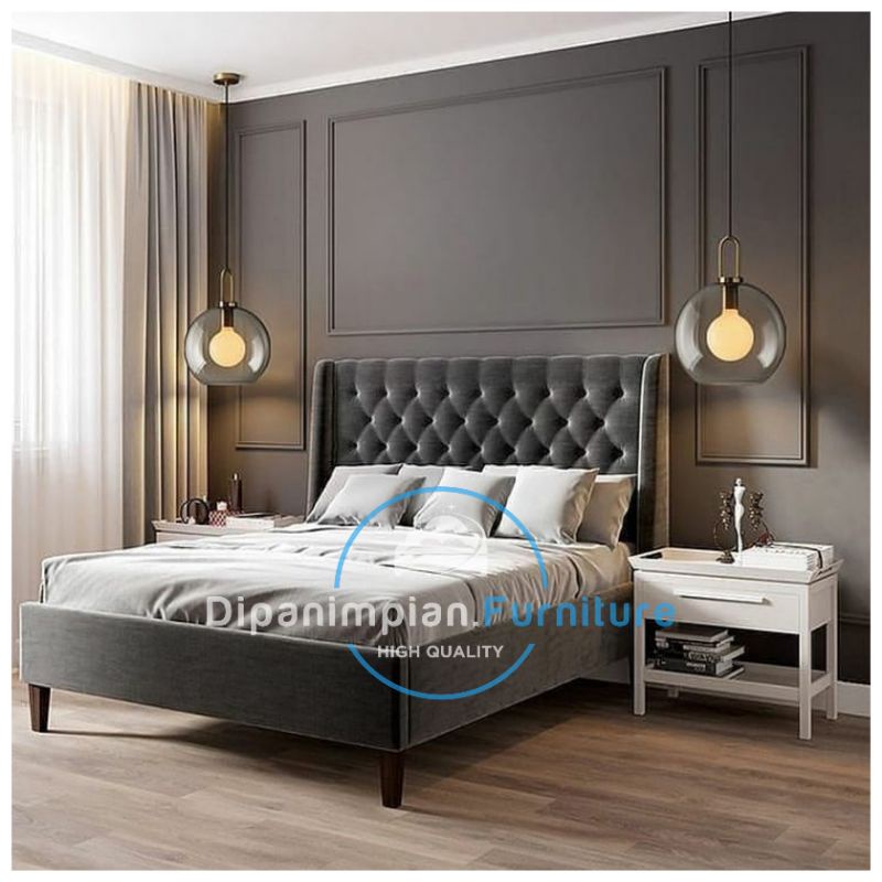 Tempat tidur minimalis - Dipan tidur minimalis full kain - Ranjang tidur minimalis