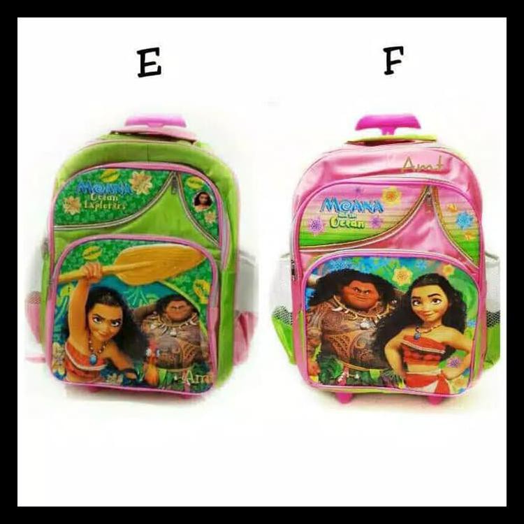 TAS TROLI ANAK SEKOLAH TROLLEY RODA DORONG RANSEL SD DISNEY MOANA KODE 155