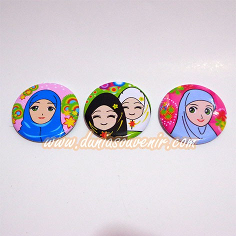 Souvenir Pin Muslimah (isi 100 biji) cenderamata nikahan peniti jilbab pin bulat untuk acara nikah