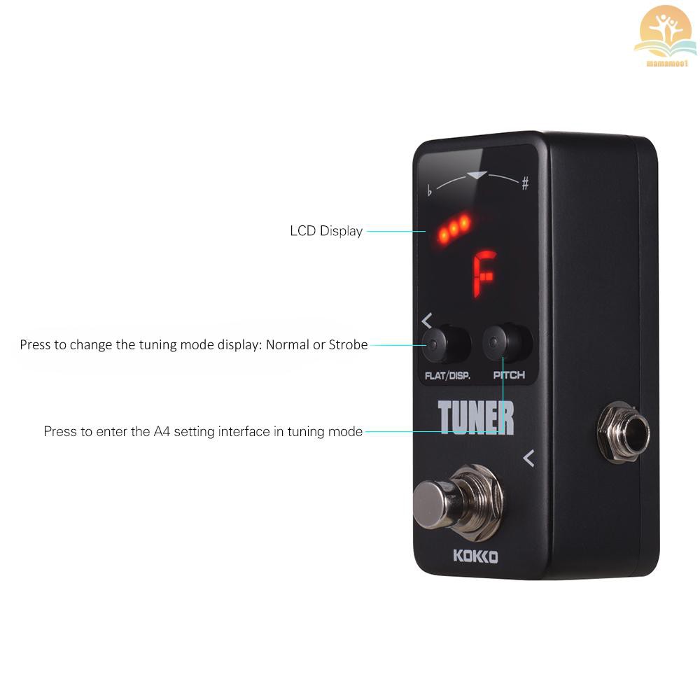 Kokko Ftn2 Tuner Pedal Efek Gitar Elektrik Mini Kromatik Dengan Display Led True Bypass