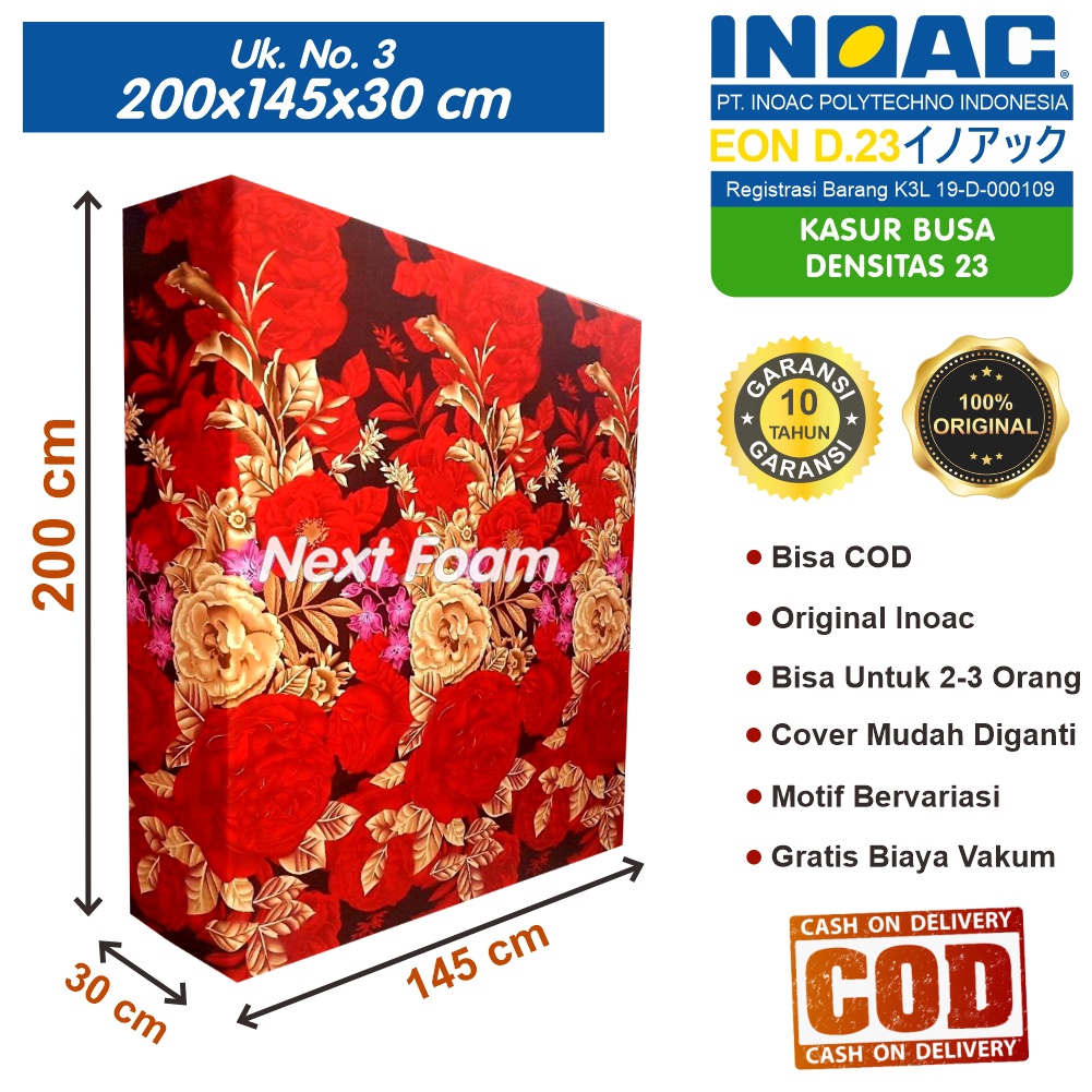 Kasur Busa Inoac Ukuran No 3 200x145x30 cm Tebal 30 cm EON D23 ORIGINAL INOAC Garansi 10 Tahun Asli