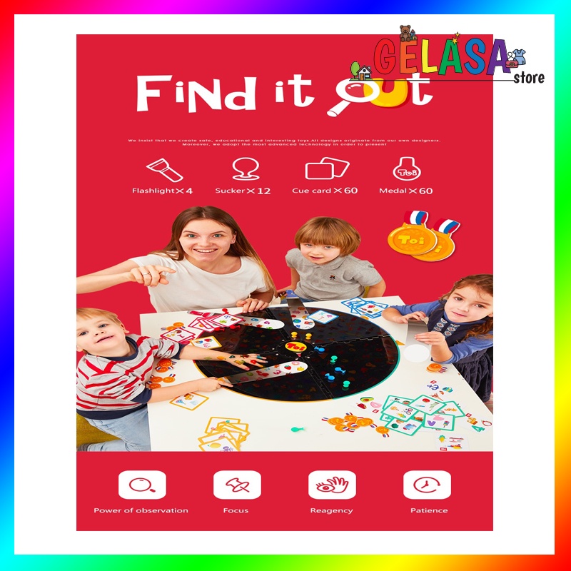 Gelasa Mainan Toi Find It Out with Flashlight Detective Board Game