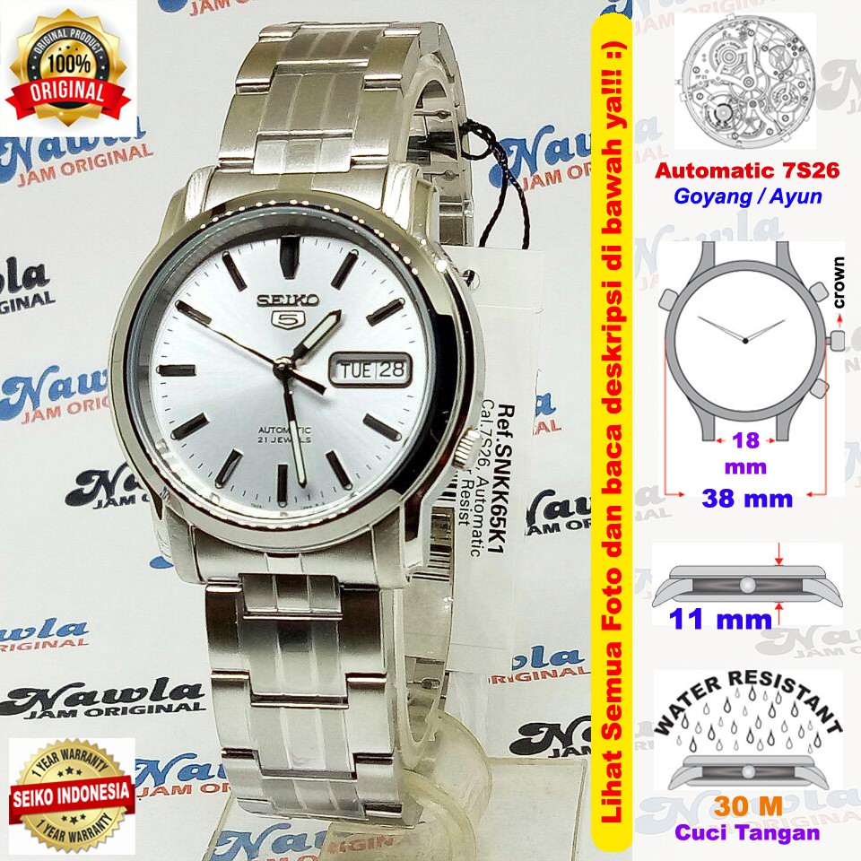 Seiko 5 SNKK65K1 Automatic Silver Dial - Jam Tangan Pria SNKK65